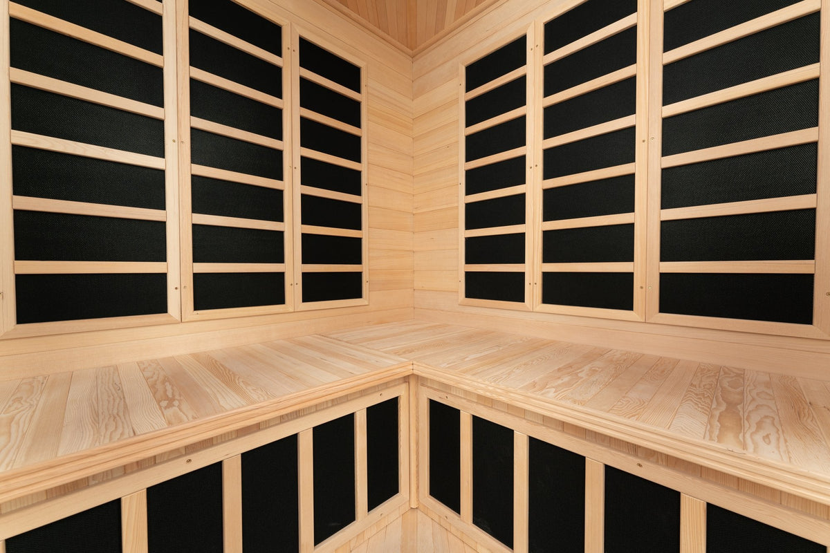 Blisspod Vienna | 4-5 Person Corner Far Infrared Sauna | 12 Heaters | Ultra Low EMF
