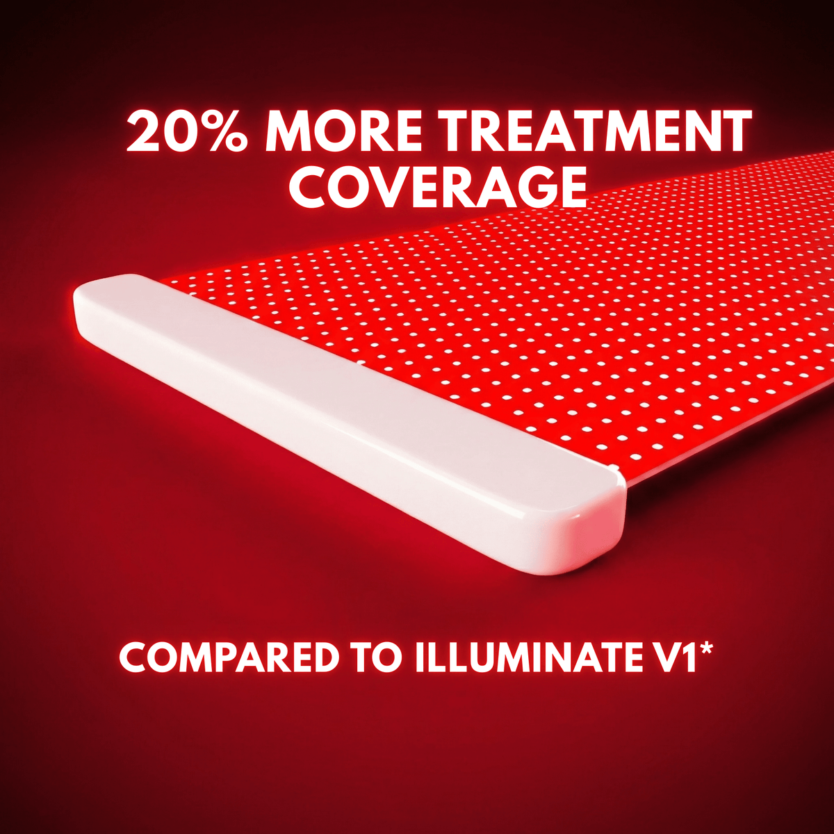 Red LED light panel with text on a red background